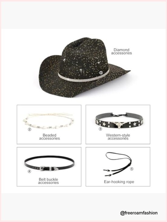 Sparkling Sequin Cowboy Hat with Thread Detail Cowgirl Hat for Parties main image 6
